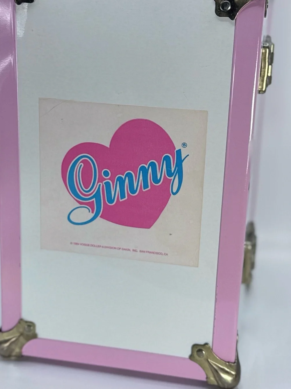 Vintage Vogue Dolls Ginny White and Pink Metal Doll Trunk